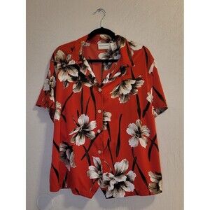 Alfred Dunner Womans Blouse  Shirt Sz 16W Red Satin Like Floral Short Sleeve Top